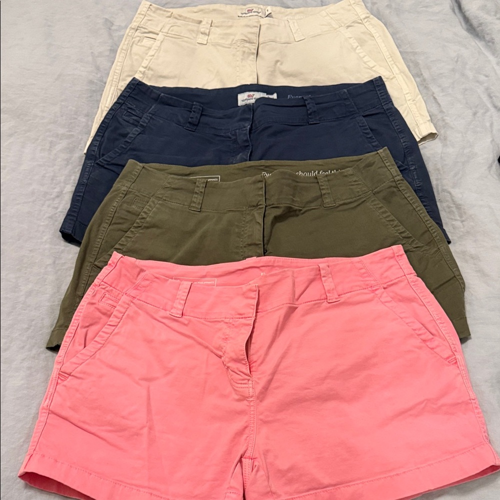 Set of 4 Vineyard Vines Everyday Women's Shorts - Pink, Olive, Navy, Beige